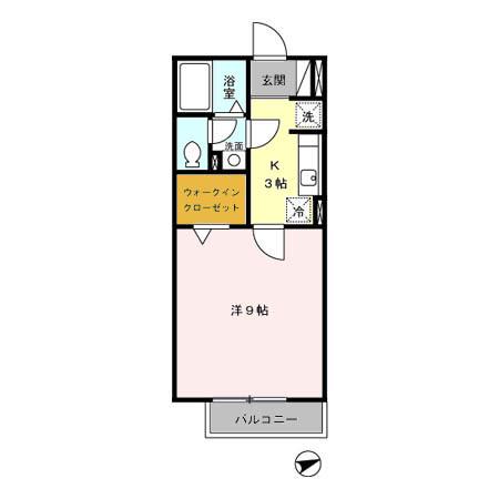 モナリエーレ B(1K/2階)の間取り写真