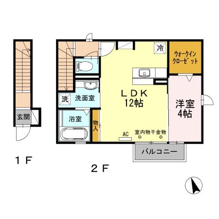 Mグランセ(1LDK/2階)の間取り写真