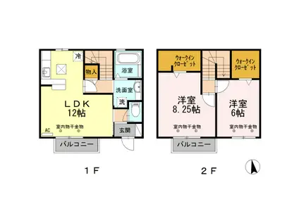 ドゥジェーム・ミュゼ(2LDK/1階)の間取り写真