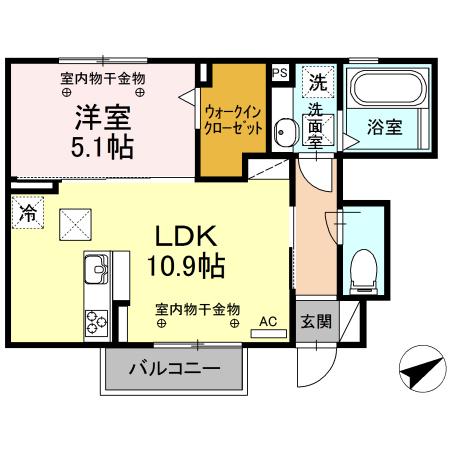 コージーコート朝日(1LDK/1階)の間取り写真