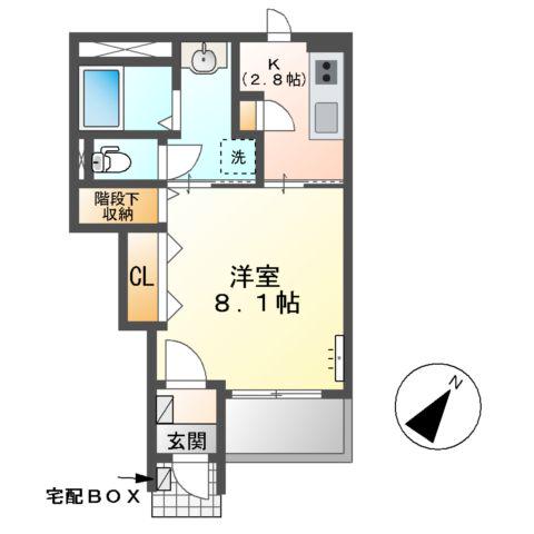 ライトハウス(1K/1階)の間取り写真