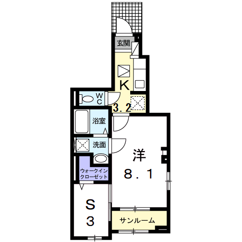 サンモール・K(1K/1階)の間取り写真