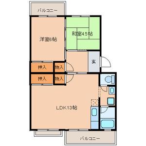 コーポ江原島(2LDK/2階)の間取り写真