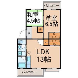 コーポ水谷(2LDK/1階)の間取り写真