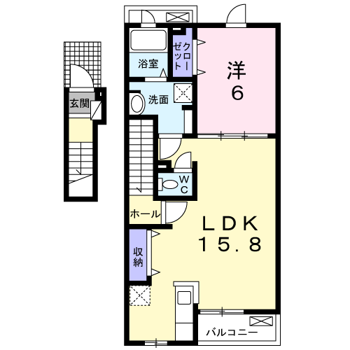 ルークス(1LDK/2階)の間取り写真
