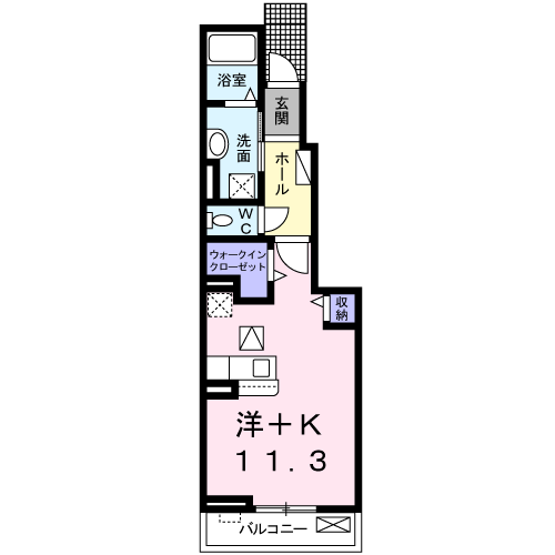 フランボワーズ Ⅱ(ワンルーム/1階)の間取り写真