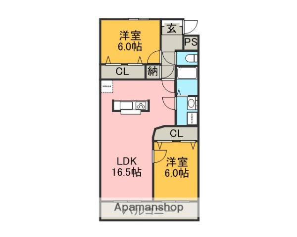 グランドヒルズ(2LDK/1階)の間取り写真
