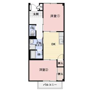 クレール三滝台(2DK/2階)の間取り写真