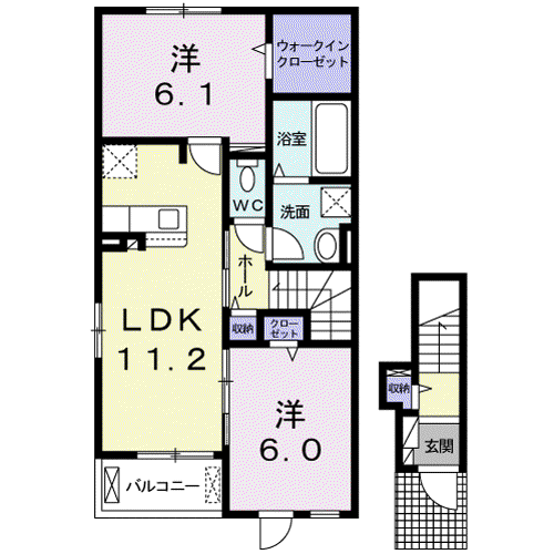 ひよこのいえ よん(2LDK/2階)の間取り写真