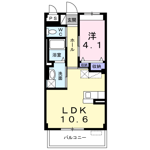 ウエルカム(1LDK/2階)の間取り写真