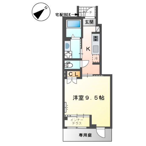 ソレイユ(1K/1階)の間取り写真