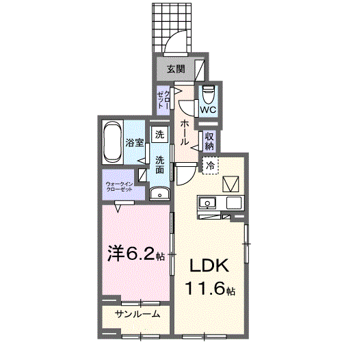アビタシオン・M(1LDK/1階)の間取り写真