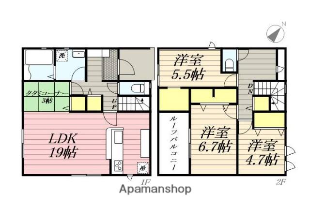 三岐鉄道北勢線 麻生田駅 徒歩18分 2階建 築3年(3SLDK)の間取り写真