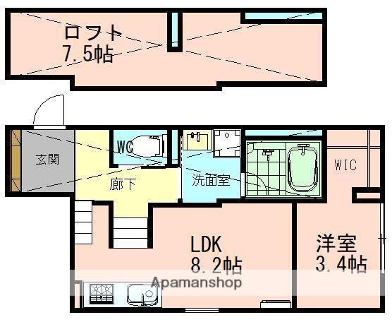 スマイシアAPARTMENT西富田(1LDK/2階)の間取り写真
