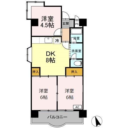 エスポア菰野(3DK/2階)の間取り写真