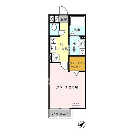 モナリエ白須賀A棟(1K/2階)の間取り写真