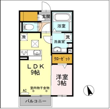 グリーンティア(1LDK/1階)の間取り写真