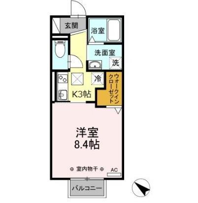 パプリカ(1K/1階)の間取り写真