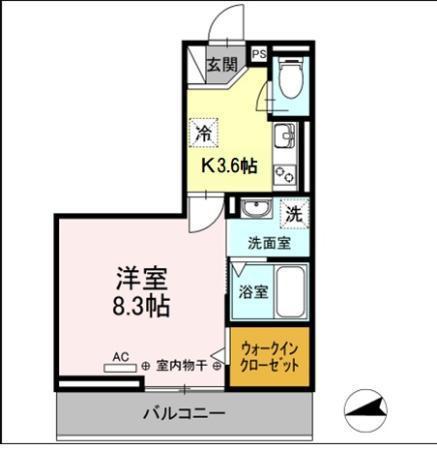 リエート中央町(1K/3階)の間取り写真