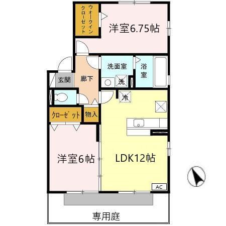 リビングタウン阿倉川E(2LDK/1階)の間取り写真