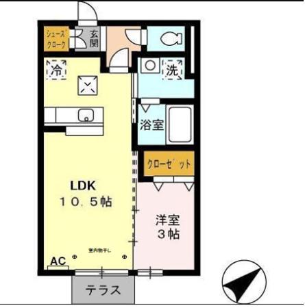クレスト菰野(1LDK/1階)の間取り写真