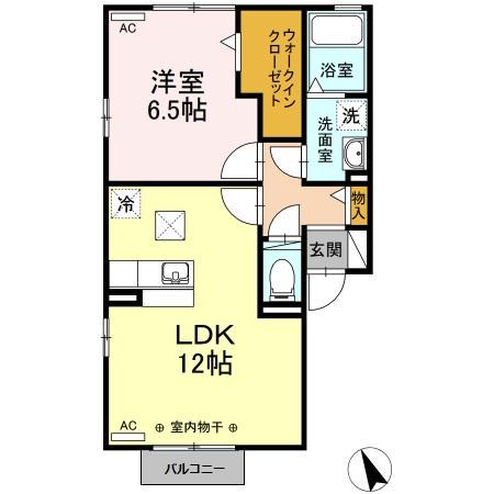 フィオーレ阿倉川B棟(1LDK/2階)の間取り写真