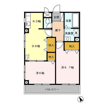 MFLATS(2DK/2階)の間取り写真