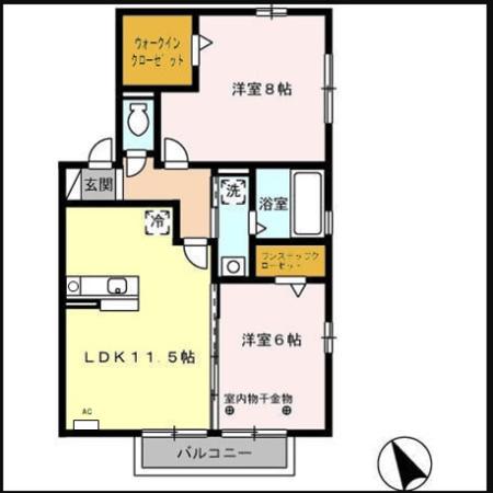 エムズスクエア B棟(2LDK/2階)の間取り写真