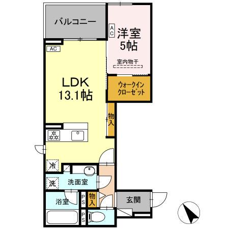 ディーシャンブル石塚町(1LDK/1階)の間取り写真