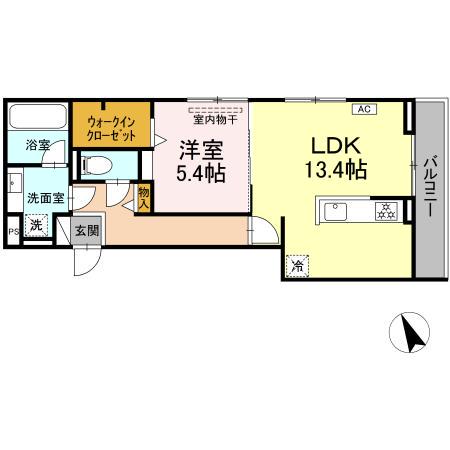 ディーシャンブル 北町(1LDK/3階)の間取り写真