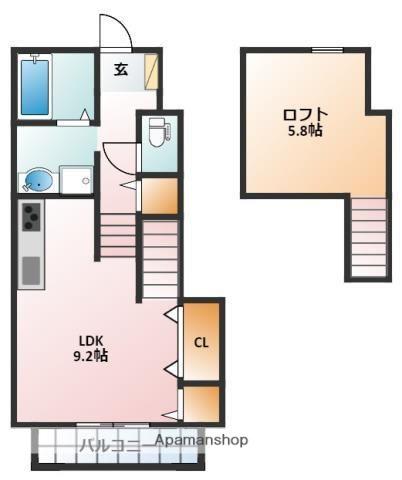 LASTING ROSE東日野(ワンルーム/1階)の間取り写真