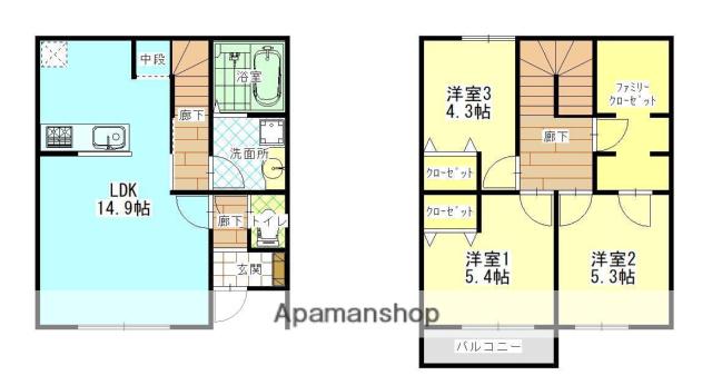 CASA海山道(3LDK/1階)の間取り写真
