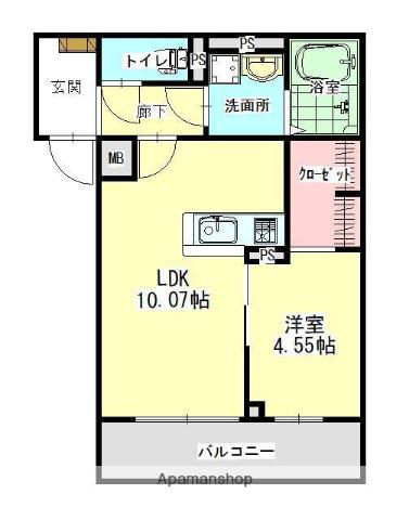 AQUA LOUIS MER(1LDK/1階)の間取り写真