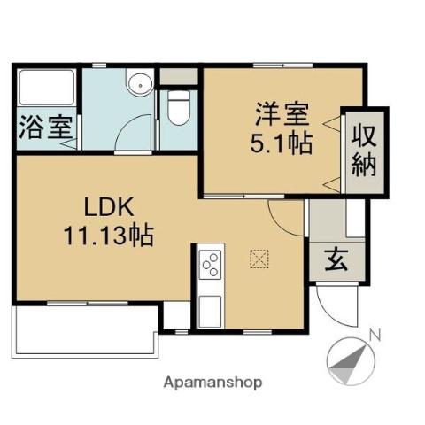 リーブルファイン住吉町(1LDK/1階)の間取り写真