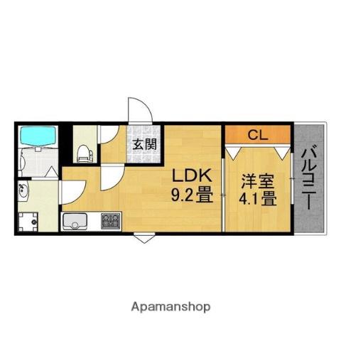 LE COCON 四日市Ⅹ(1LDK/2階)の間取り写真