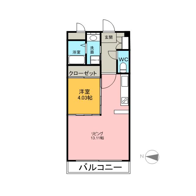 ASレジデンス四日市(1LDK/11階)の間取り写真