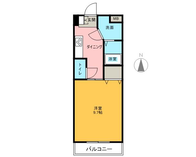 フローラル堀木(1DK/8階)の間取り写真