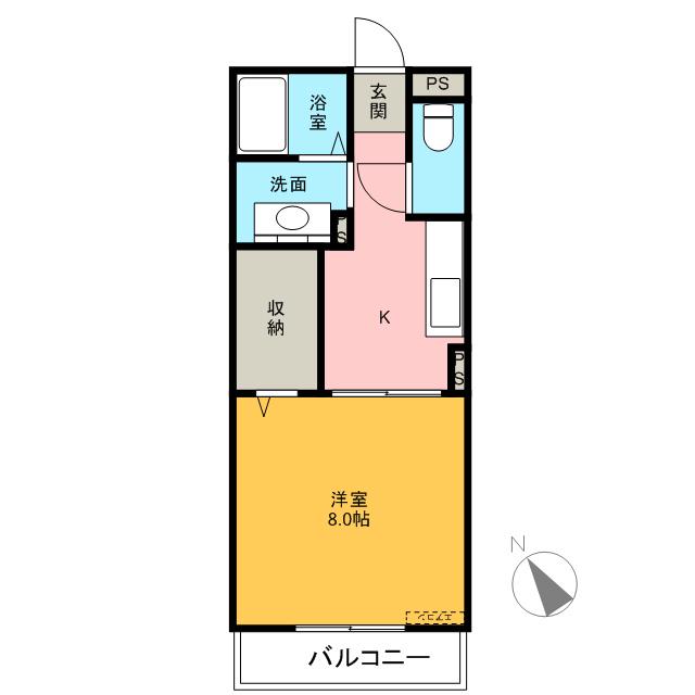 グランアズール(1K/1階)の間取り写真