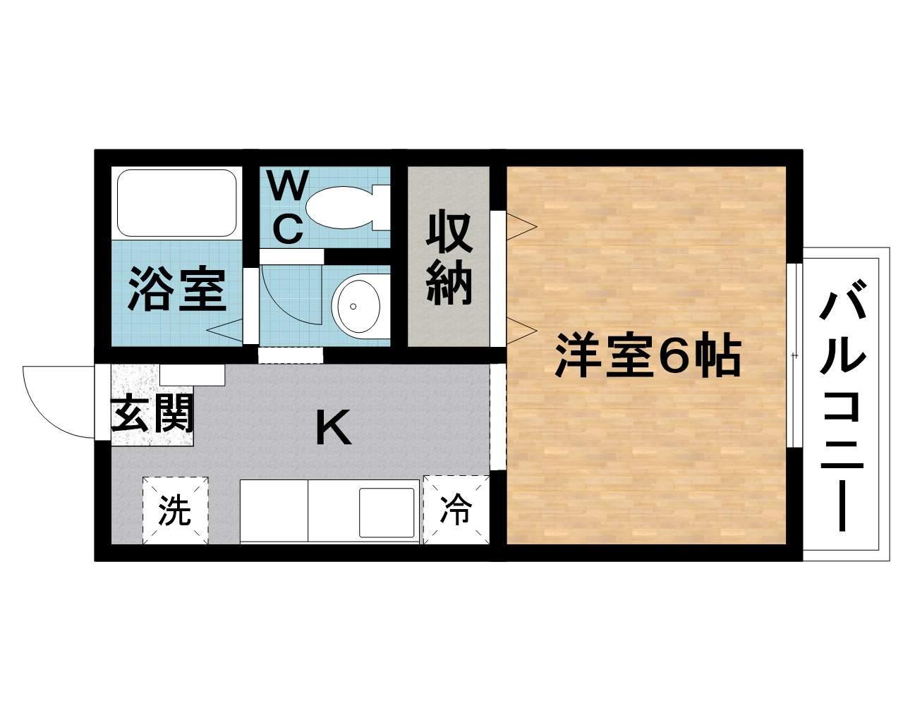 アーバン松井D(1K/1階)の間取り写真