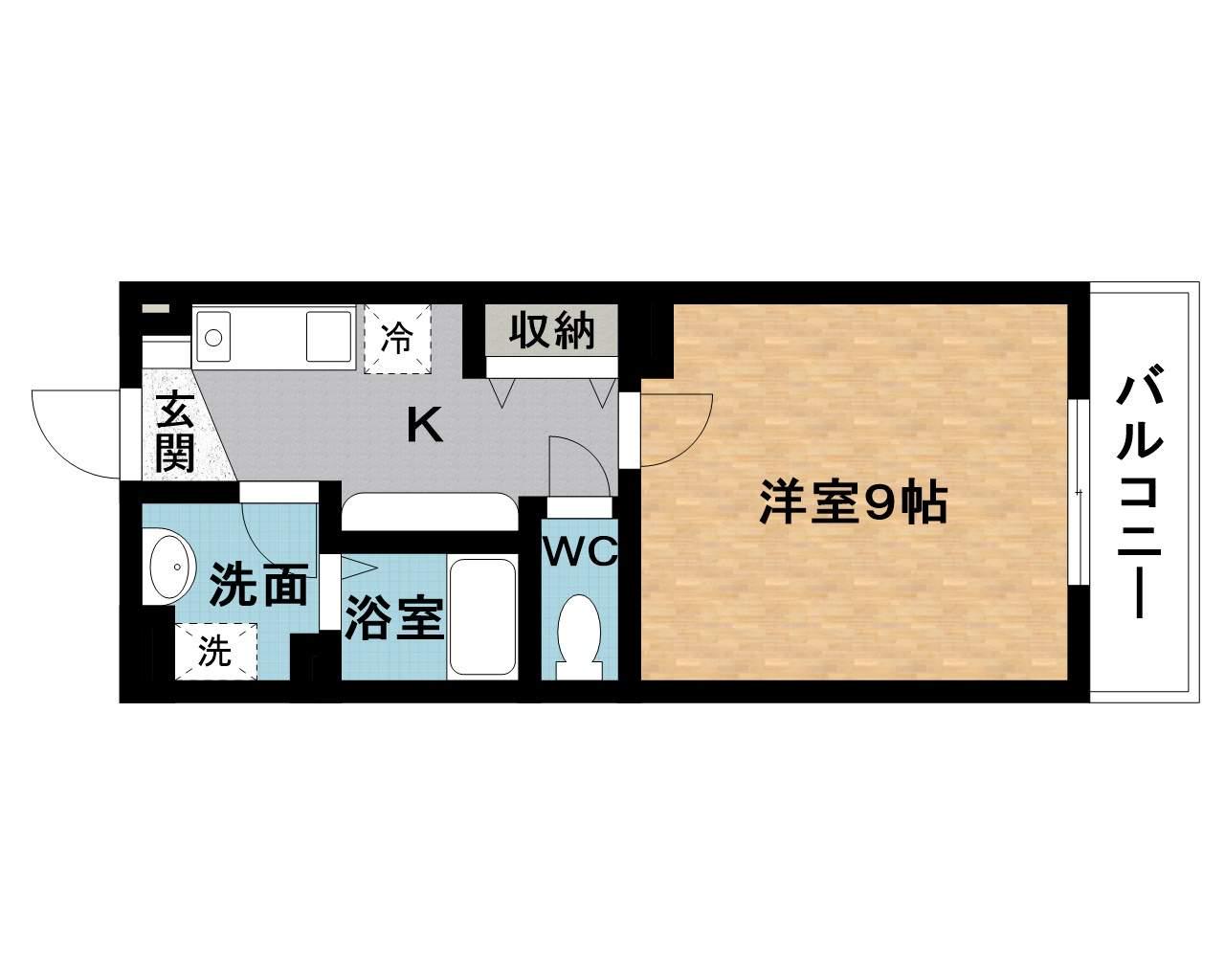 アップルⅢ(1K/1階)の間取り写真