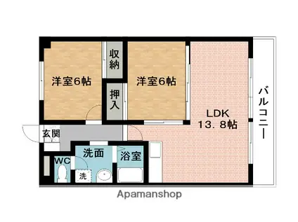 リパルティーレ伊賀(2LDK/7階)の間取り写真