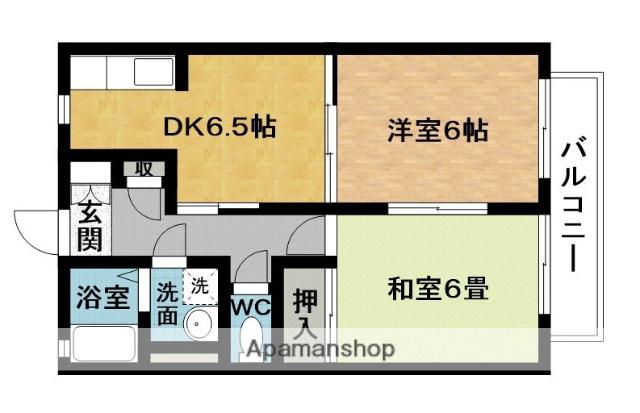 ディアコートみやび Ⅰ(2DK/2階)の間取り写真