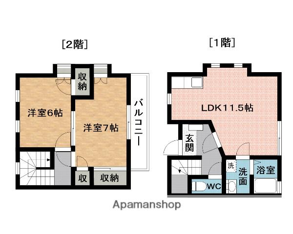 グランディス城東(2LDK/1階)の間取り写真