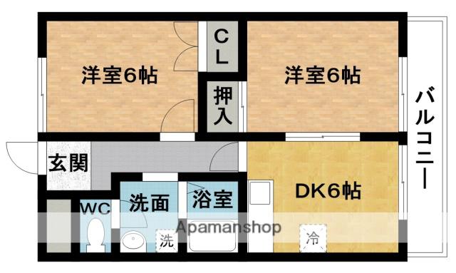 メゾン伊賀(2DK/5階)の間取り写真