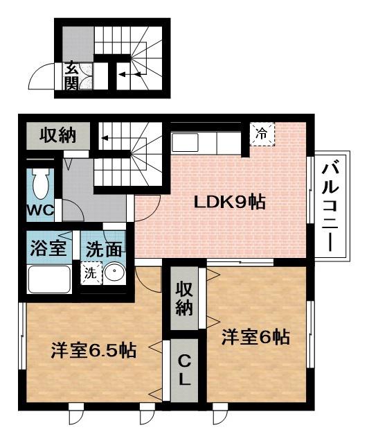 SUNFRIEND(2LDK/2階)の間取り写真