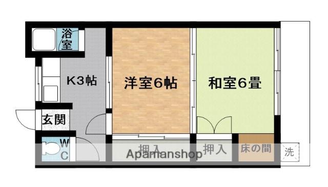 松岡田端アパート(2K/1階)の間取り写真