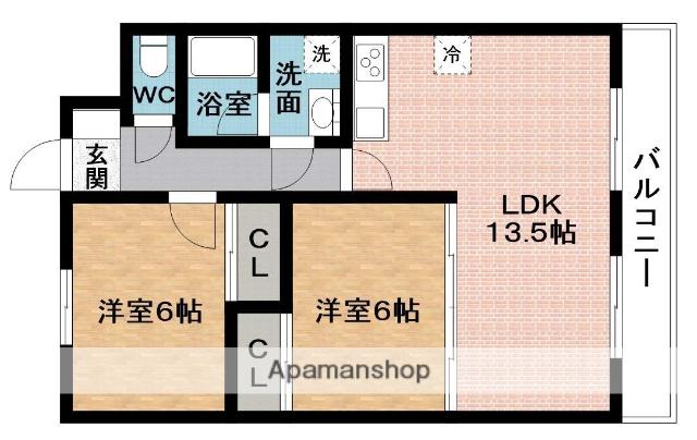 サランバン金剛Ⅱ(2LDK/6階)の間取り写真