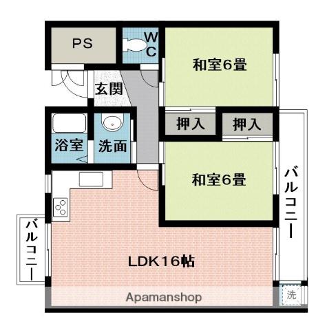 SHALOM7(2LDK/2階)の間取り写真