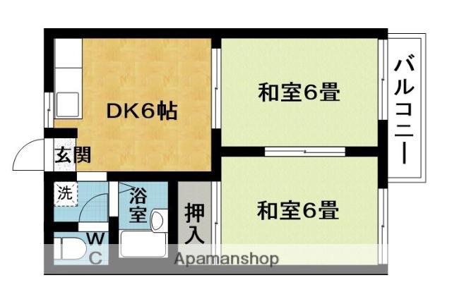 ハイツ三田(2DK/2階)の間取り写真
