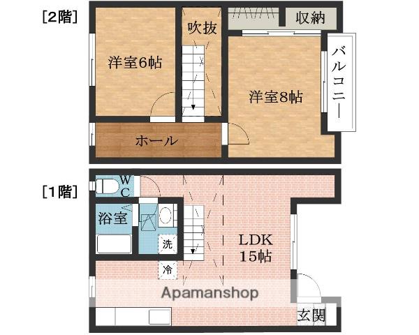 メープルコートB(2LDK/1階)の間取り写真